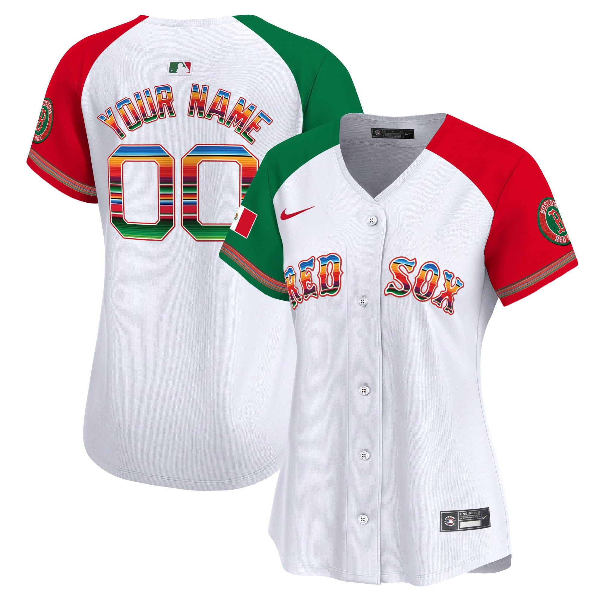 Women Boston Red Sox White 2024 Nike Mexico Vapor Premier Limited Custom MLB Jersey style 1